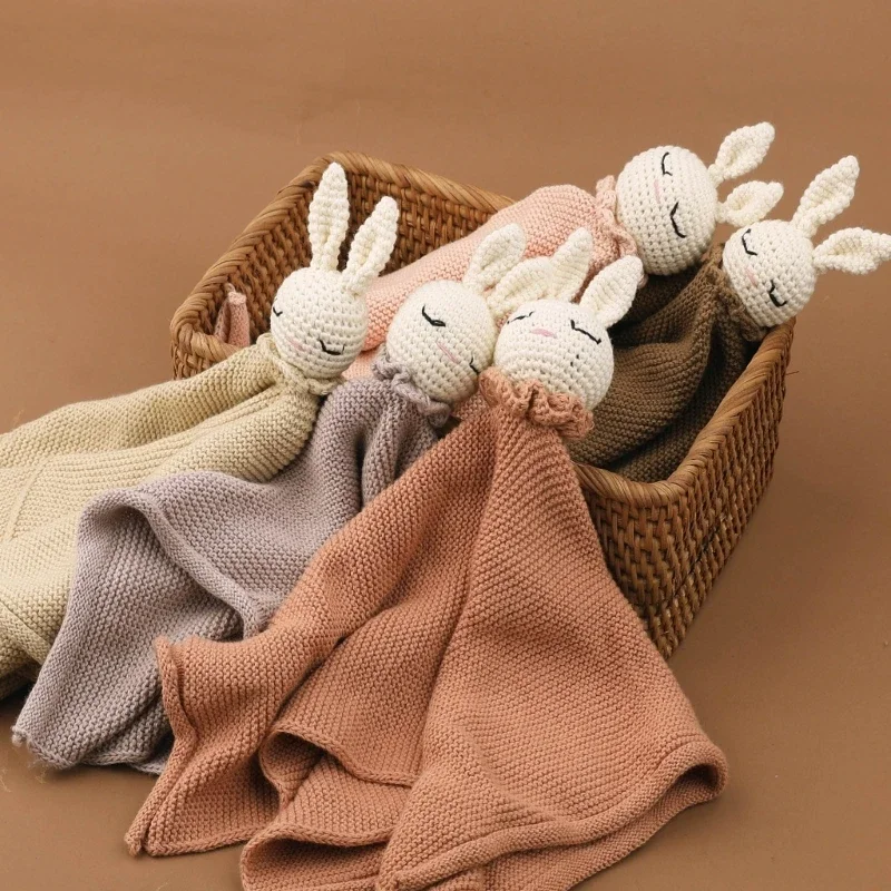 Мягкое полотенце-пустышка для младенцев, Утешающее Одеяло, Мягкое одеяло для кормления, одеяло с кроликом для младенцев и малышей.