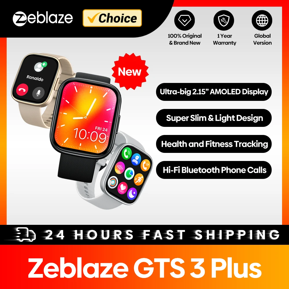 Новые смарт-часы Zeblaze GTS 3 Plus Ultra 2.15 ‘с AMOLED-экраном Hi-Fi Bluetooth Для отслеживания Телефонных звонков, здоровья и фитнеса Smartwatch