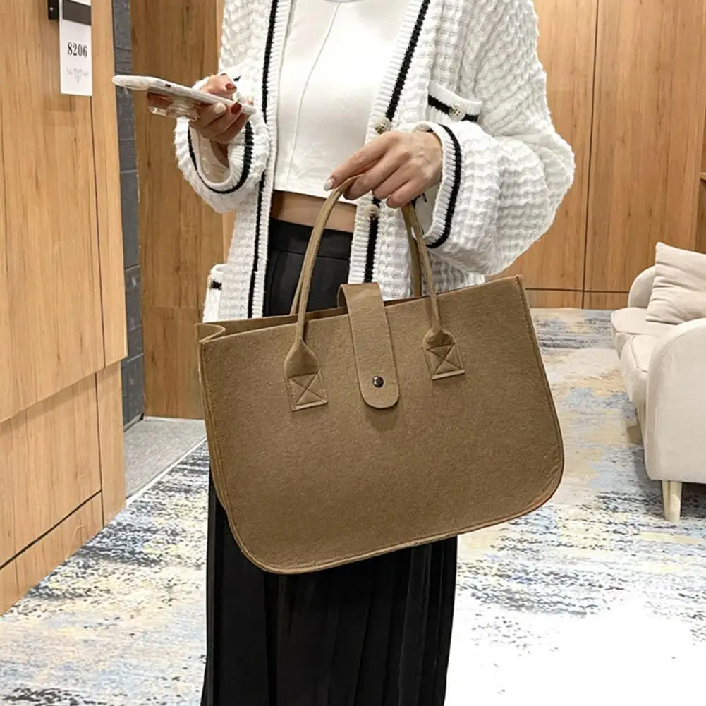 Женская сумка с переносной ручкой, женская сумка-тоут, однотонная прямоугольная повседневная сумка большой емкости