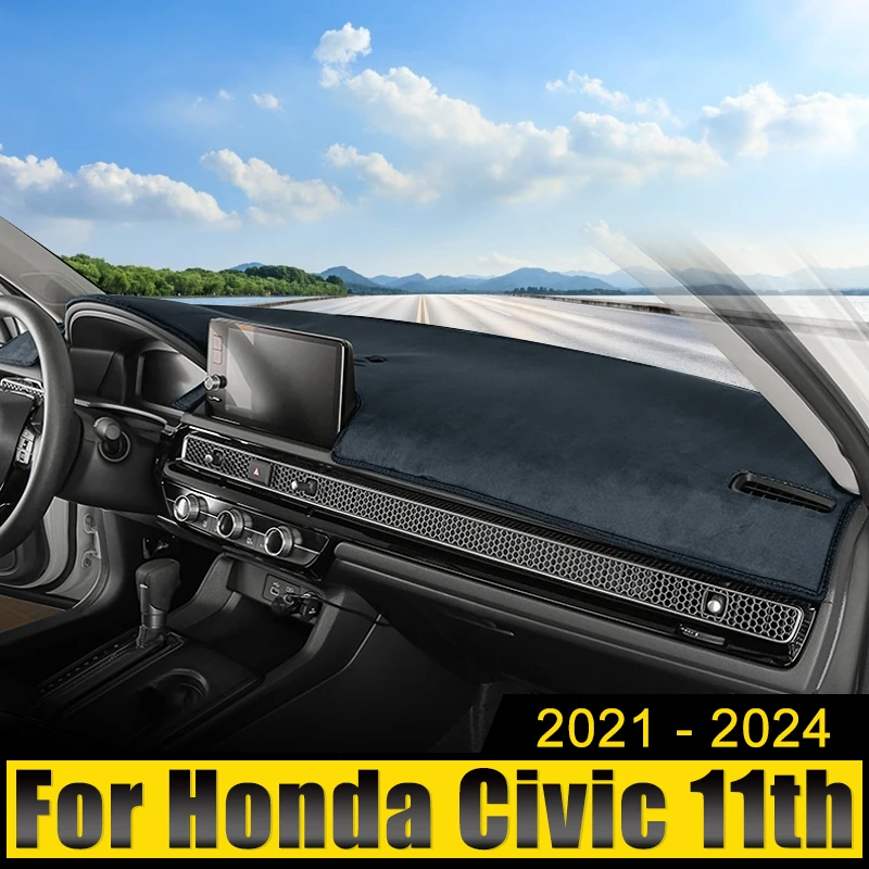 Для Honda Civic 11th 2021 2022 2023 2024 Крышка Приборной панели Автомобиля, Защищающая От Света, Солнцезащитный Козырек, Анти-УФ-Ковер, Нескользящий Коврик, Аксессуары