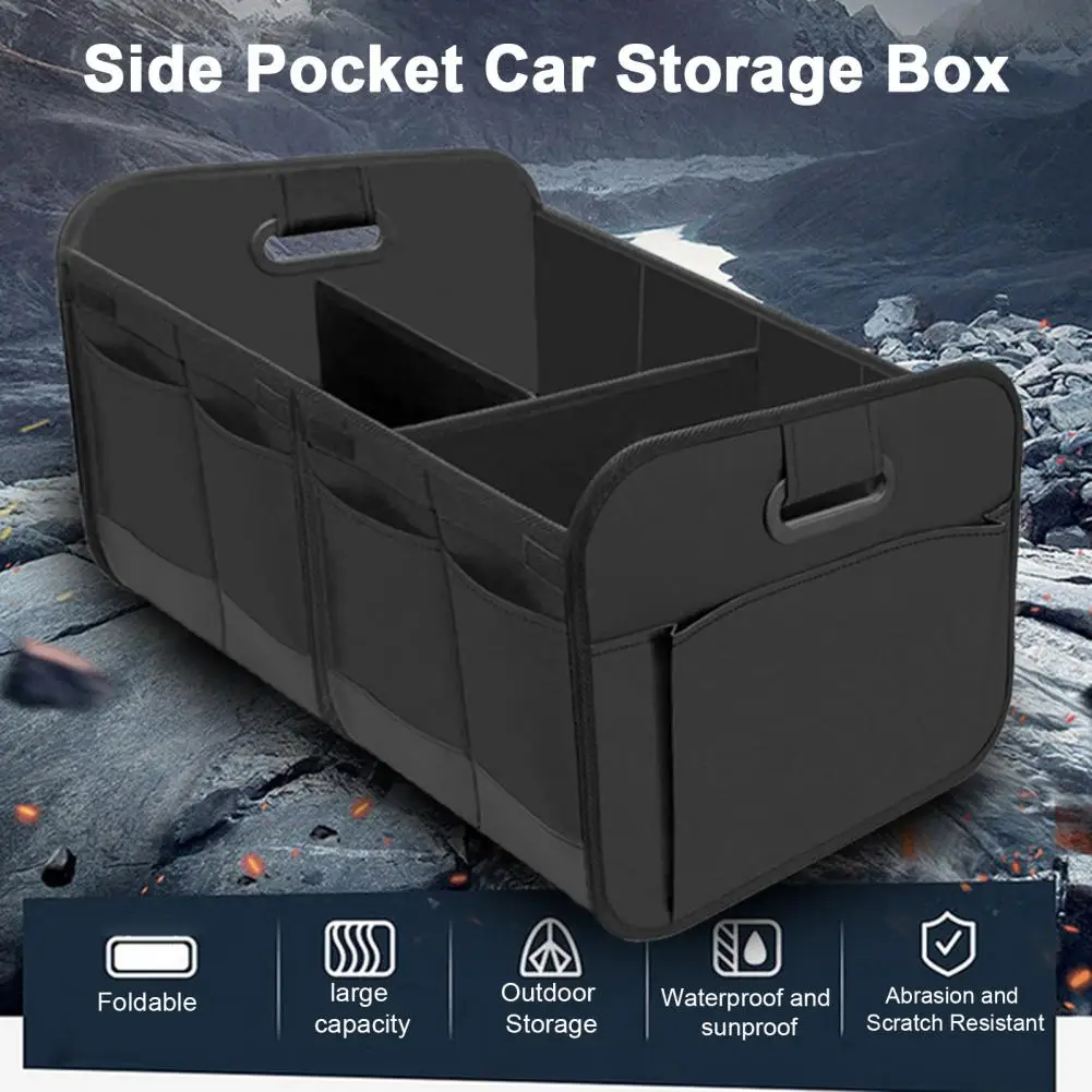 Ящик для хранения в автомобиле, универсальный складной органайзер для багажника автомобиля, Вместительное противоскользящее водонепроницаемое решение для хранения в нескольких отсеках автомобиля