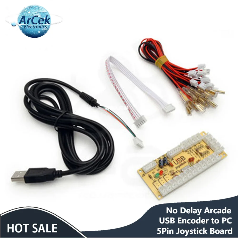Аркадный USB-энкодер без задержек к ПК, 5-контактный джойстик, плата DIY Kit для MAME + кабель для кнопок