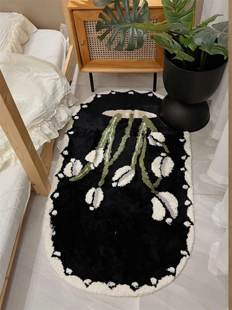 Французский тюльпан Прикроватное одеяло для спальни, Эркерное окно, ковер для гардеробной, простой впитывающий нескользящий коврик для пола, диван, декоративный коврик для ног