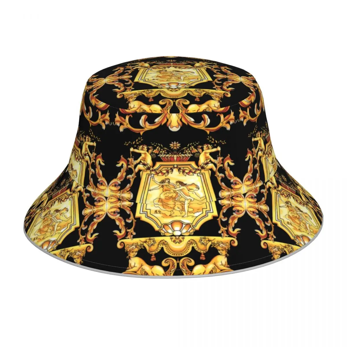 Новая рыбацкая шляпа Унисекс, модная кепка-боб в стиле золотого барокко, Ветрозащитная уличная светоотражающая панама