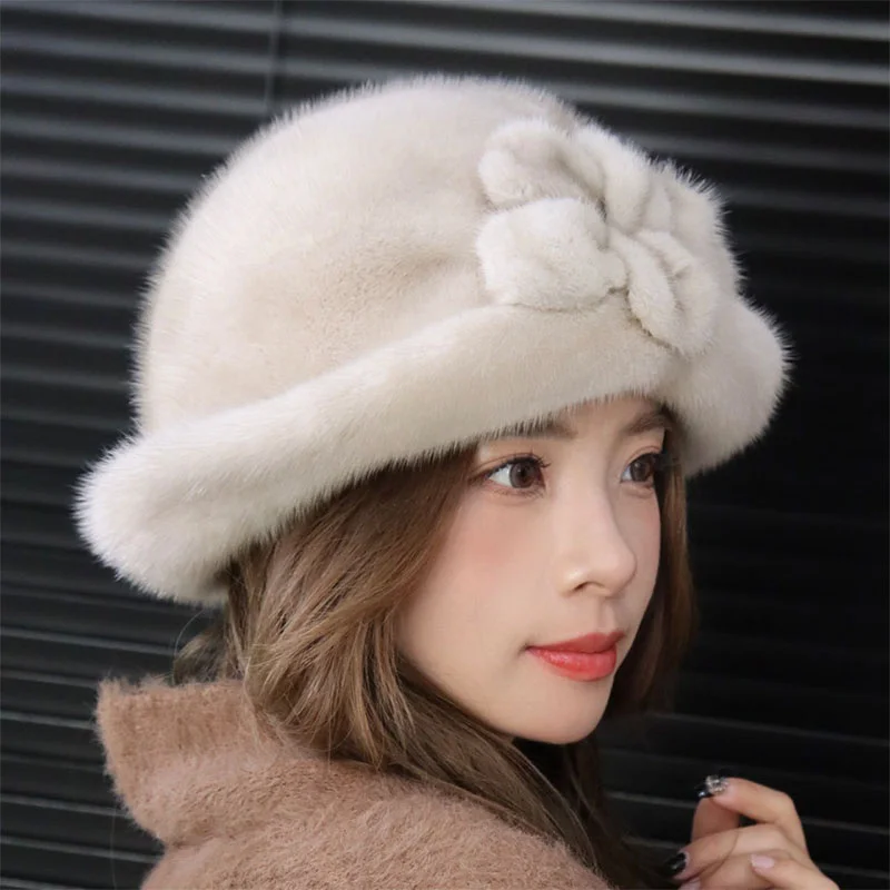 Новый женский русский берет из натуральной норки, Модная Корейская версия, Защита ушей, повседневная высококачественная утолщенная элегантная шляпа