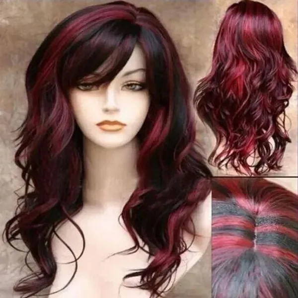 Модный женский Длинный Черный Микс Рыжих Кудрявых волос для Косплея С челкой