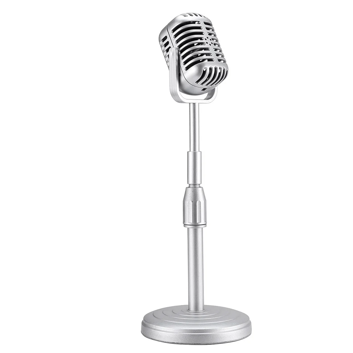 Классический Ретро Динамический Вокальный микрофон Винтажный микрофон Универсальная подставка для живого выступления Студийная запись караоке Серебристый