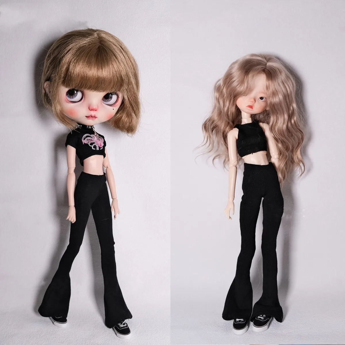 Одежда для куклы BJD Подходит для размера ob22 ob24 Blythe, черные узкие брюки-клеш с высокой талией, аксессуары для куклы